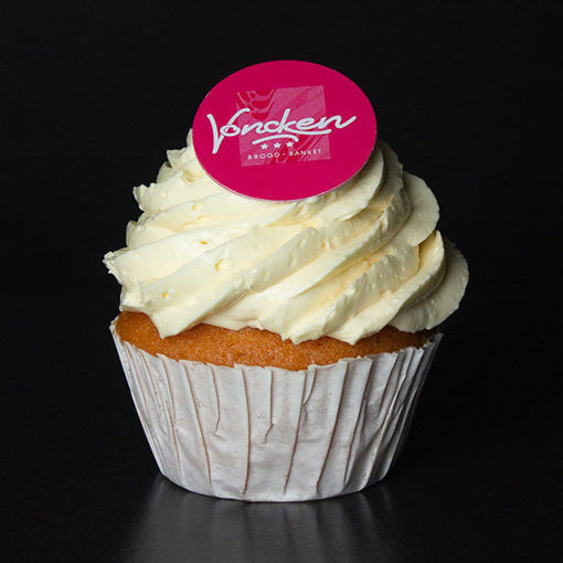 Afbeelding van Muffin met crème toef en logo