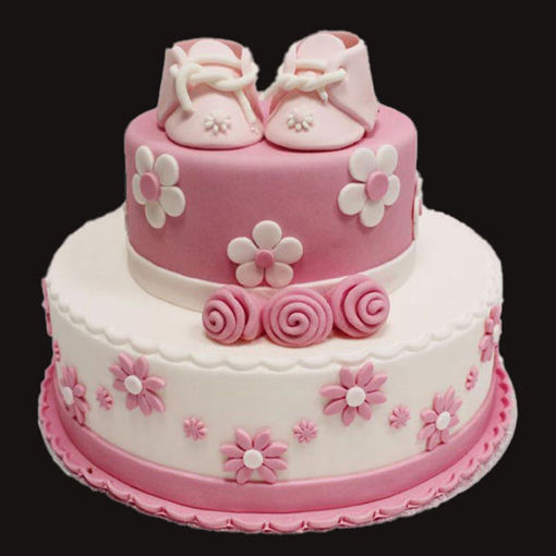 Afbeelding van Roze babyschoen taart