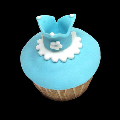 Afbeelding van Muffin baby kroontje blauw